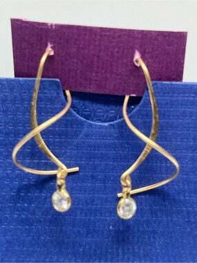 Harry Mason vintage Gold Dangle Earrings Earspiral-original purple box